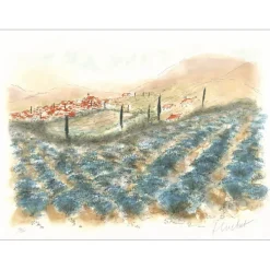 HUCHET Urbain - Lithographie originale "Champ de lavandes en Provence" 76x54cm