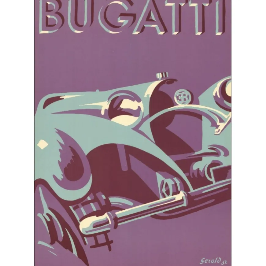 HUNZIKER Gerold (Gérold) - Lithographie "BUGATTI" 64x50cm - 1932