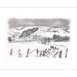 JACQUEMIN André - Gravure originale "Paysage de Lorraine 07" 50x65cm - 1979