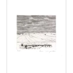 JACQUEMIN André - Gravure originale "Paysage 15" 32x25cm - 1984