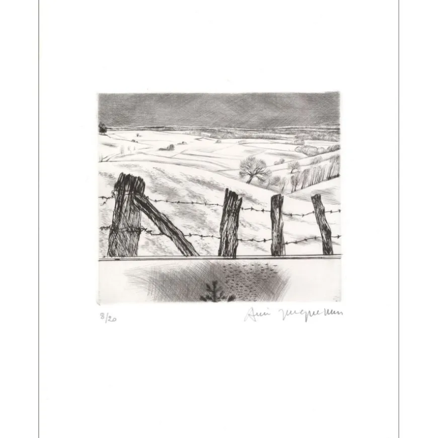 JACQUEMIN André - Gravure originale "Paysage 12" 32x25cm - 1984