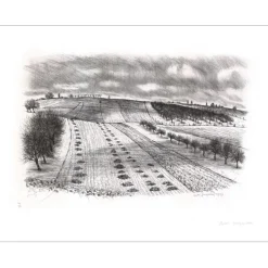 JACQUEMIN André - Gravure originale "Paysage de Lorraine 03" 50x65cm - 1979