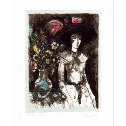 JANSEM Jean - Lithographie originale "La fille au bouquet"  37x27cm