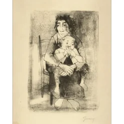 JANSEM Jean - Lithographie originale "Mère et enfant" 47x36cm
