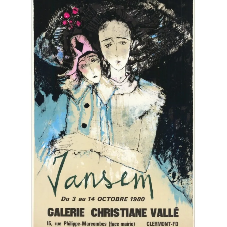 JANSEM Jean - Lithographie "Exposition Galerie Christiane Vallé, Clermont-Fd" 75x52cm - 1980