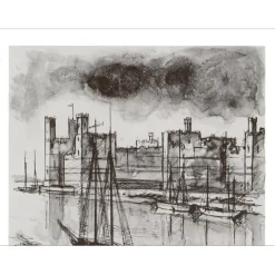 JOFFRIN Guily - Lithographie "Le château de Carnarvon" 33x25cm