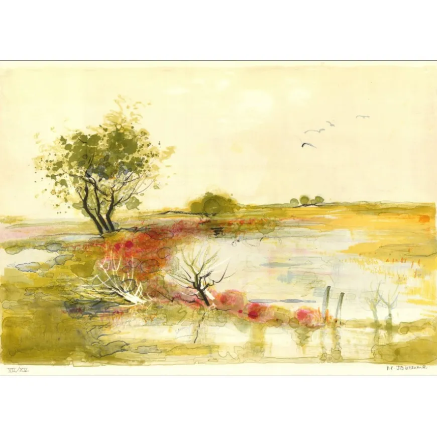 JOUENNE Michel - Lithographie originale "Paysage de Provence" 38x56cm