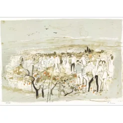 JOUENNE Michel - Lithographie originale "La fête des vendanges" 38x56cm