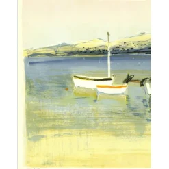 JOUENNE Michel - Lithographie originale "Les bateaux" 38x56cm