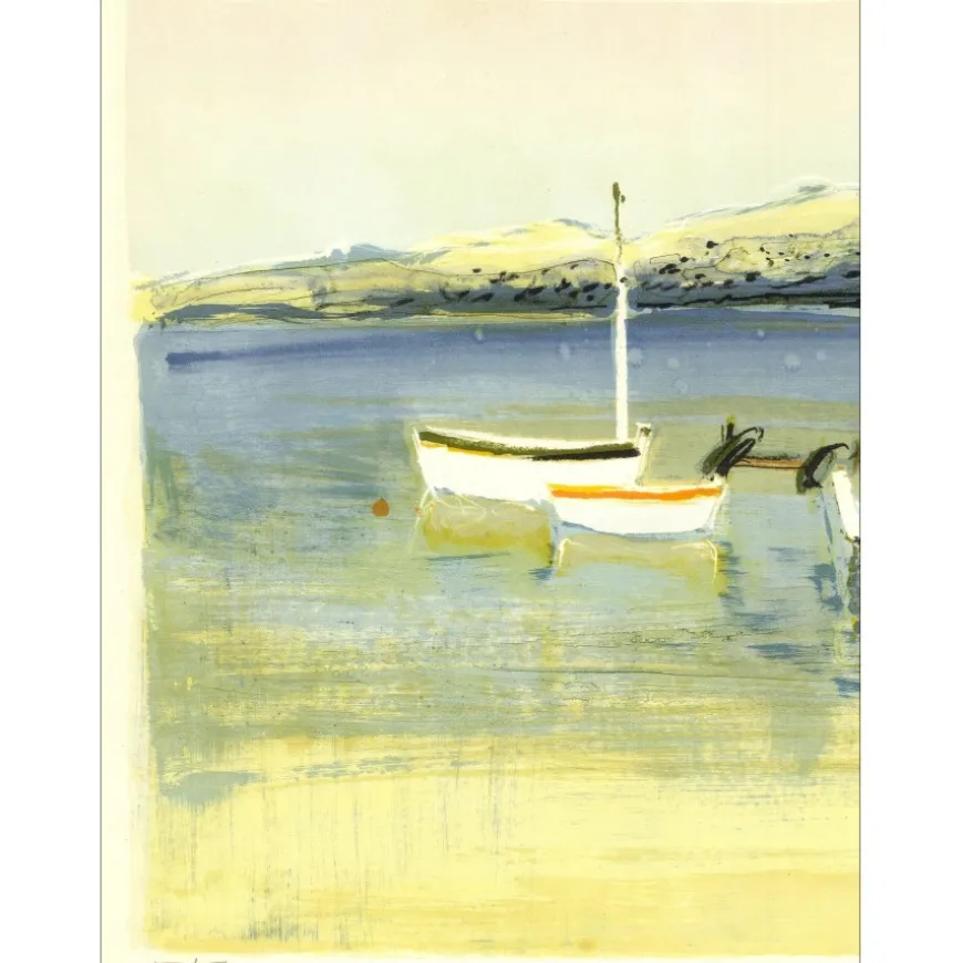 JOUENNE Michel - Lithographie originale "Les bateaux" 38x56cm