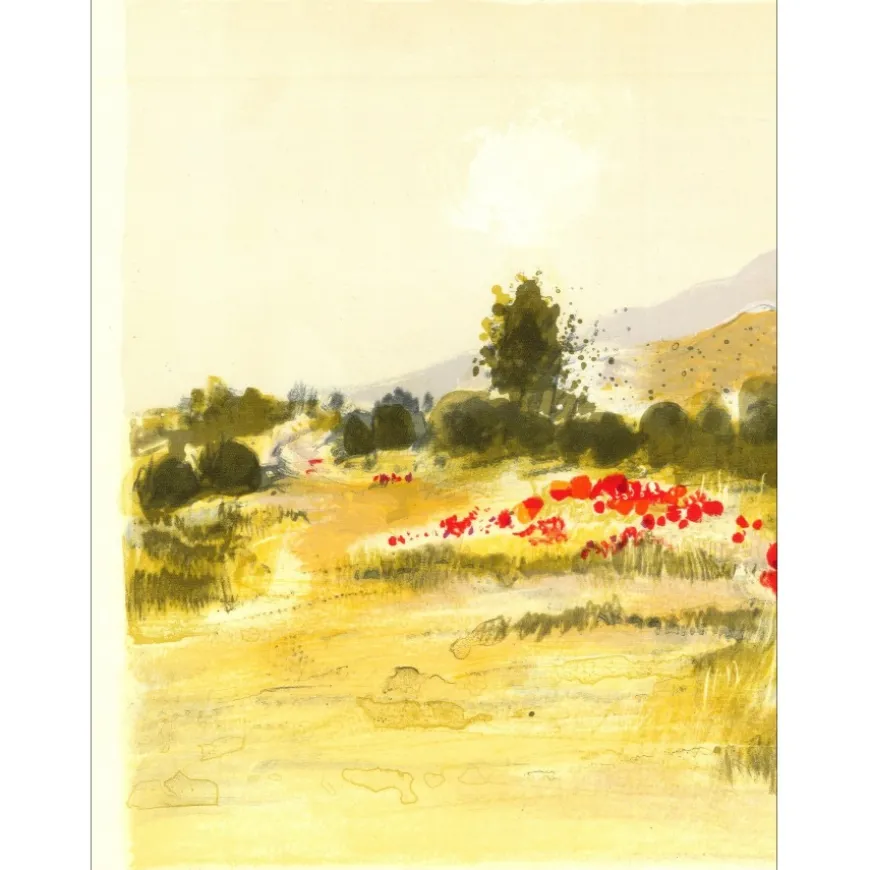 JOUENNE Michel - Lithographie originale "Les coquelicots" 38x56cm
