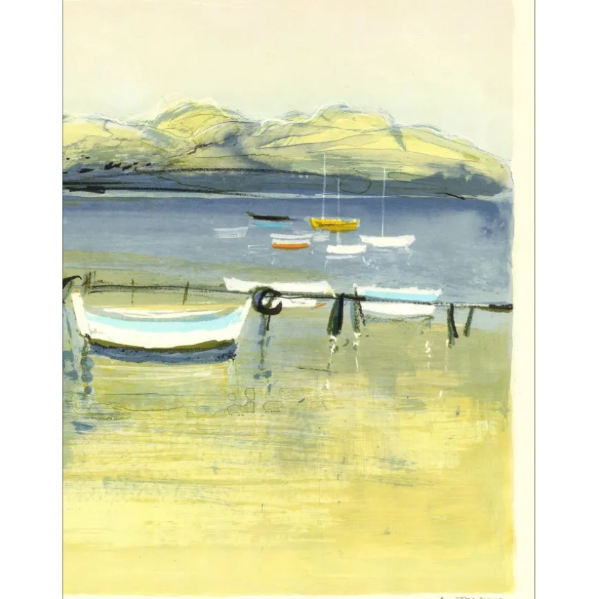 JOUENNE Michel - Lithographie originale "Les bateaux" 38x56cm