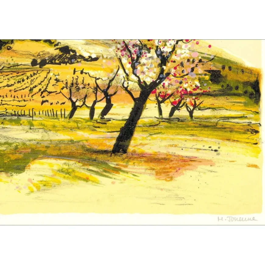 JOUENNE Michel - Lithographie originale "La roche de Solutré" 38x56cm