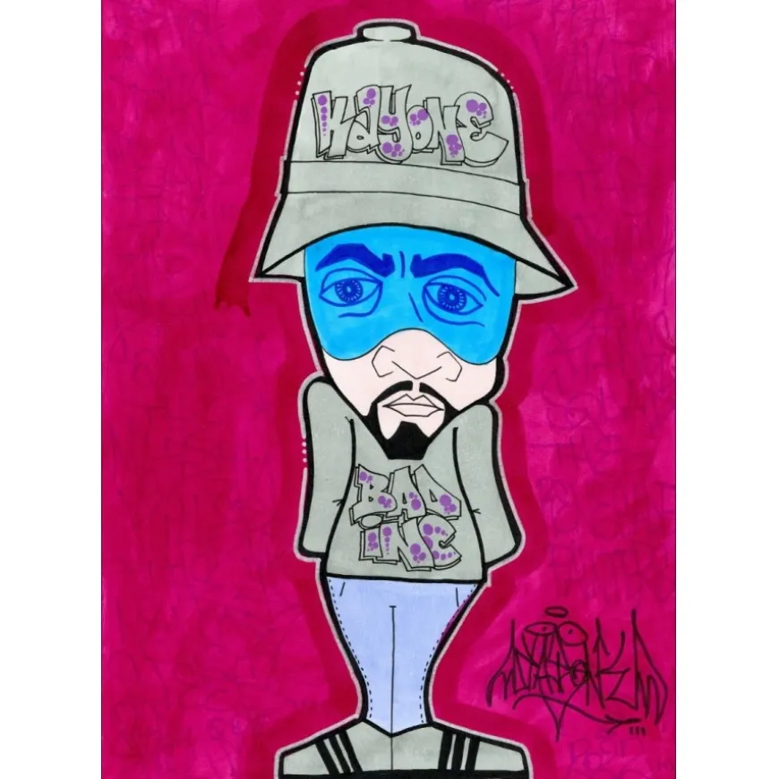 KAY ONE - Acrylique sur papier "breaking-boy, B-BOY 06" 42x30cm - 2022