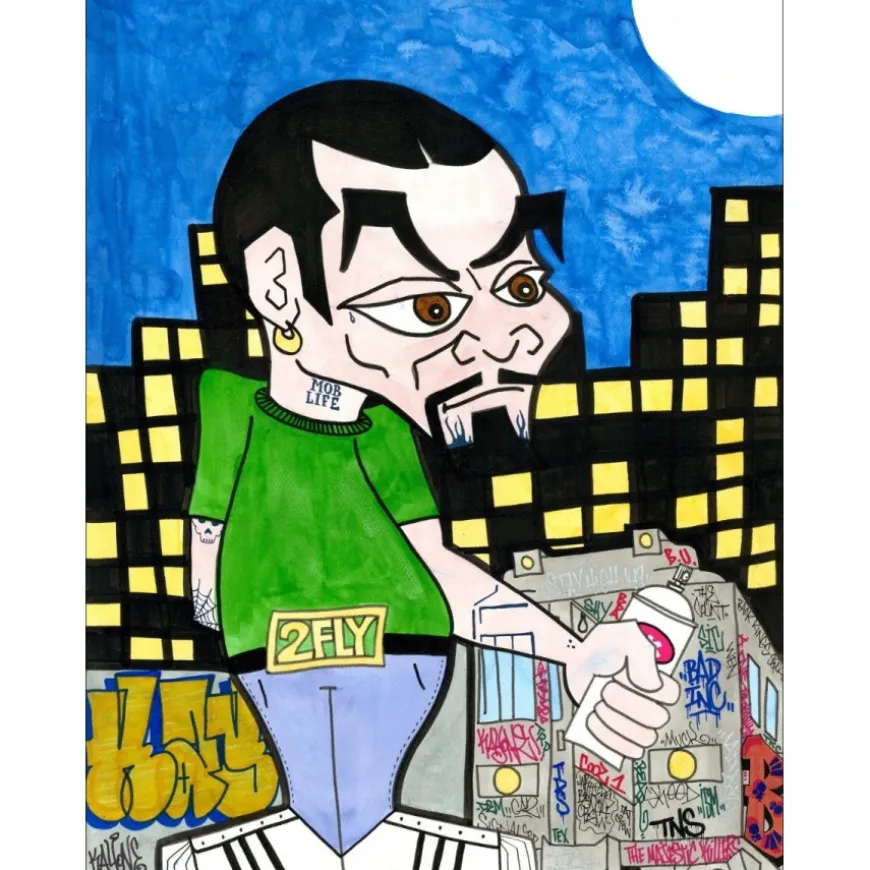KAY ONE - Acrylique sur papier "breaking-boy, B-BOY 11" 65x50cm - 2022