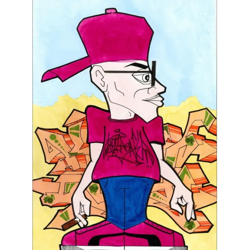 KAY ONE - Acrylique sur papier "breaking-boy, B-BOY 01" 42x30cm - 2022