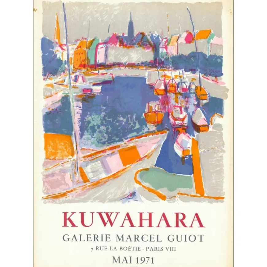KUWAHARA Masaaki - Lithographie "Exposition Galerie Marcel Guiot, Paris" 71x51cm - 1971