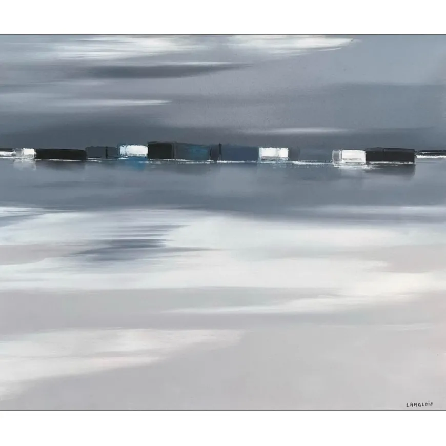 LANGLOIS Pierre-Gérard - Huile sur toile "Soir Breton, vue sur la mer" 65x81cm (25F) - 1992