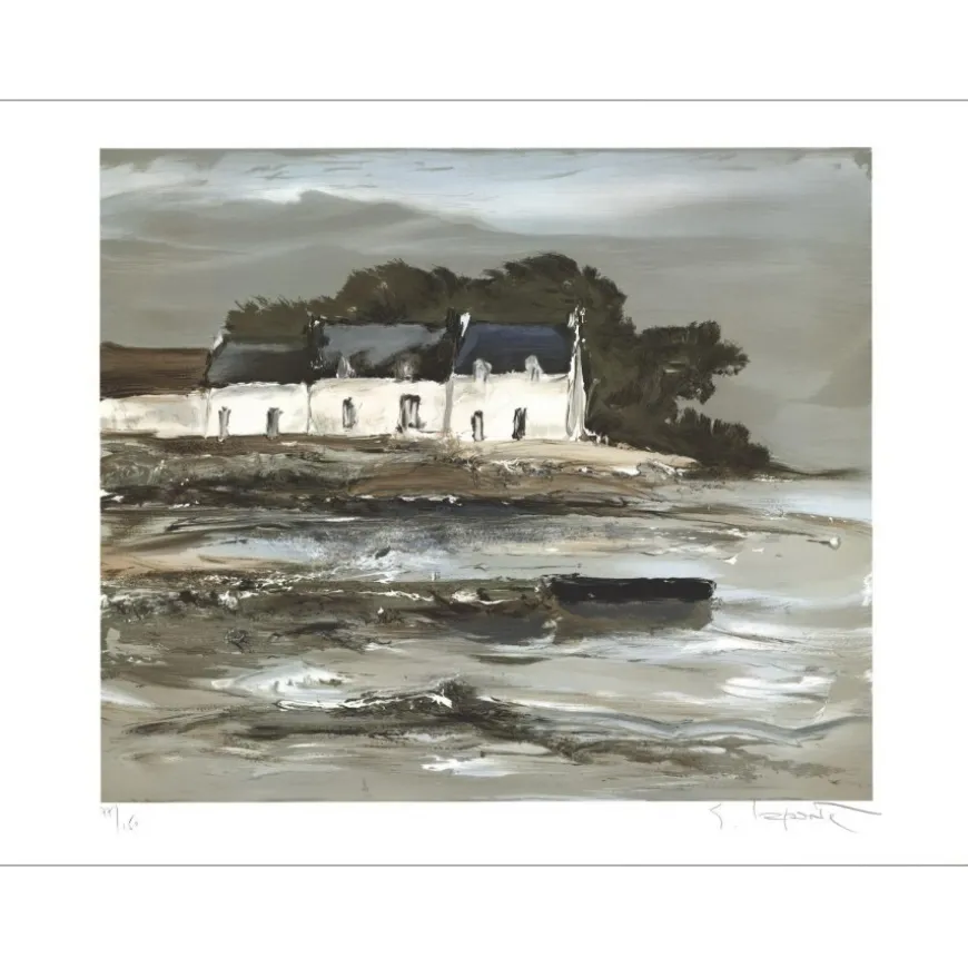 LAPORTE Georges - Lithographie originale "Ferme marine" 56x76cm