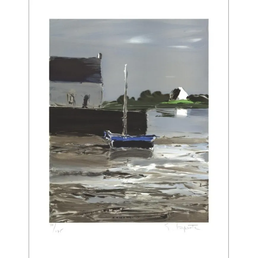 LAPORTE Georges - Lithographie originale "La barque bleue" 50x37cm