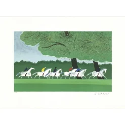 LASSUS Serge - Lithographie originale "Les chevaux du printemps" 38x55cm