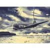 LEAROY Jack - Lithographie originale "Avion dans la baie" 52x75cm