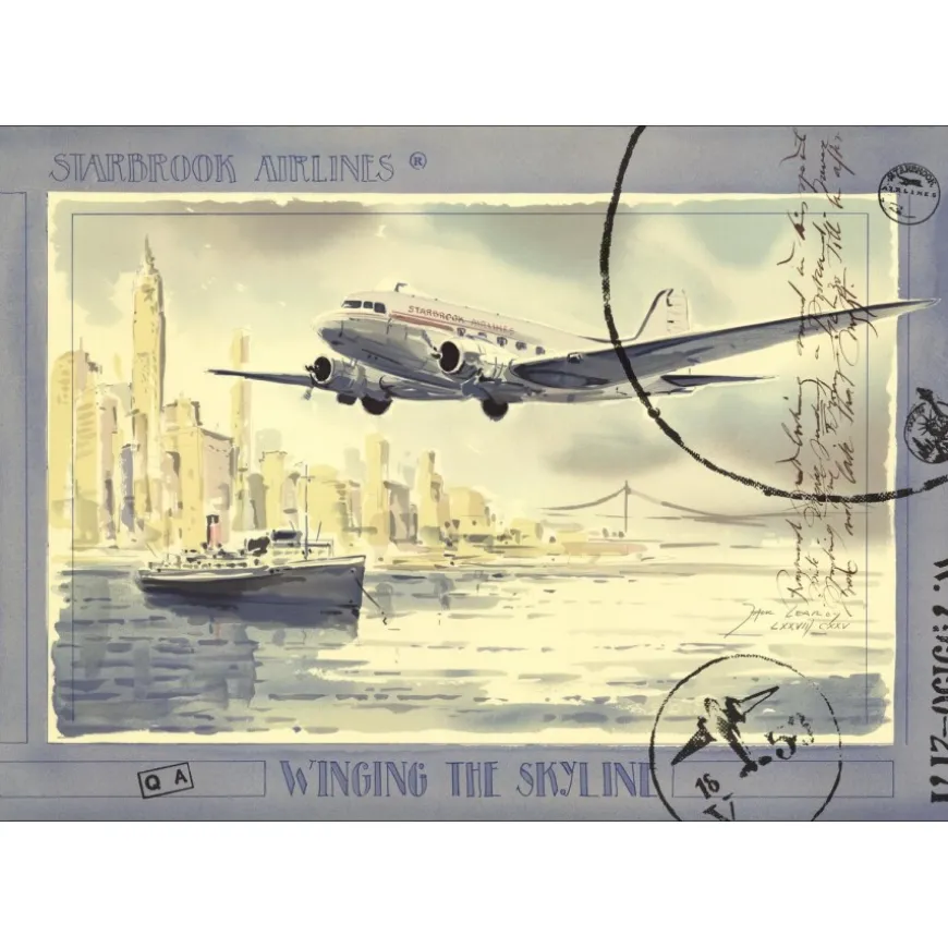 LEAROY Jack - Lithographie originale "Winging the skyline" 52x75cm