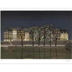 LECOINDRE Jean Luc - Lithographie originale "Paris, Le quai de l'horloge" 56x76cm