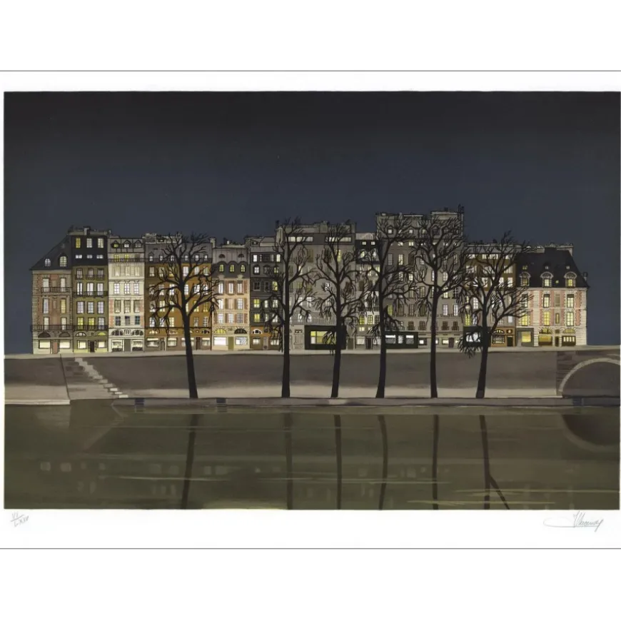 LECOINDRE Jean Luc - Lithographie originale "Paris, Le quai de l'horloge" 56x76cm