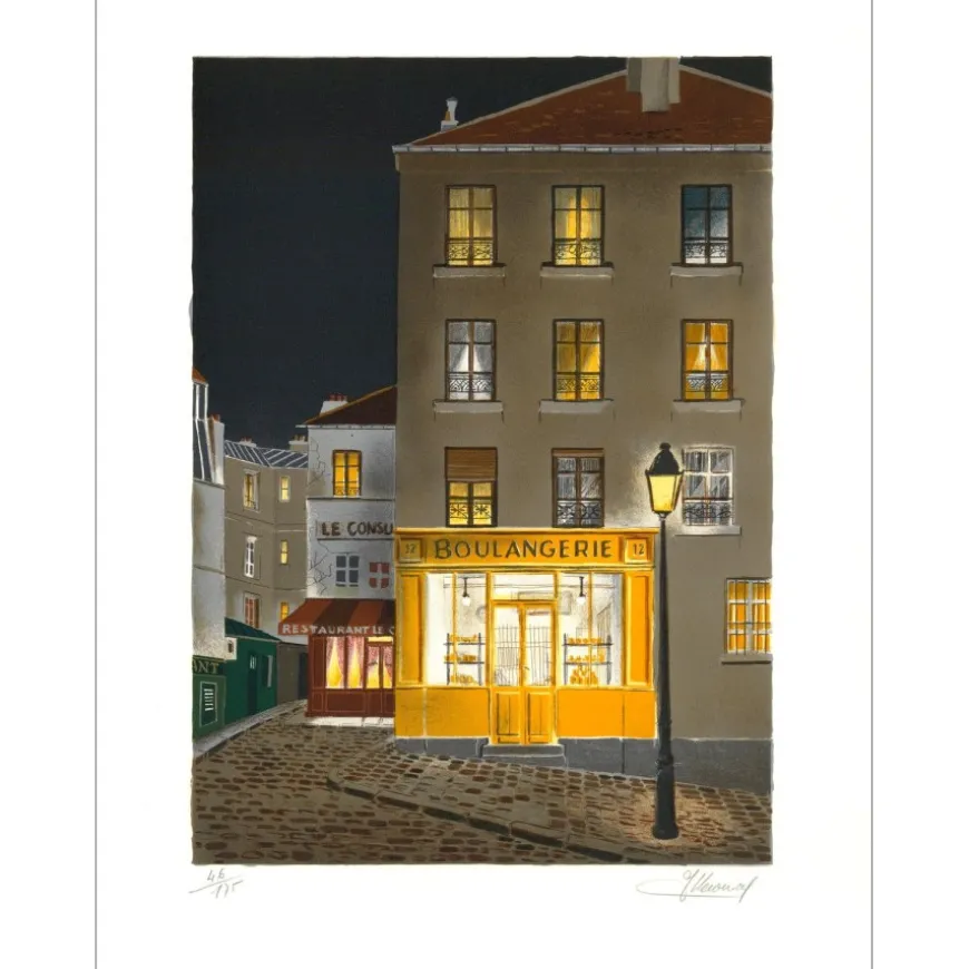 LECOINDRE Jean Luc - Lithographie originale "La Boulangerie" 54x41cm