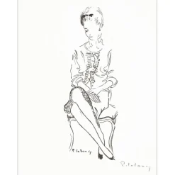 LELONG Pierre - Lithographie "La Dame" 32x25cm