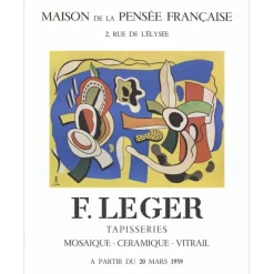 LÉGER Fernand - Lithographie "Exposition Maison de la pensée Française, Paris" 57x45cm - 1959