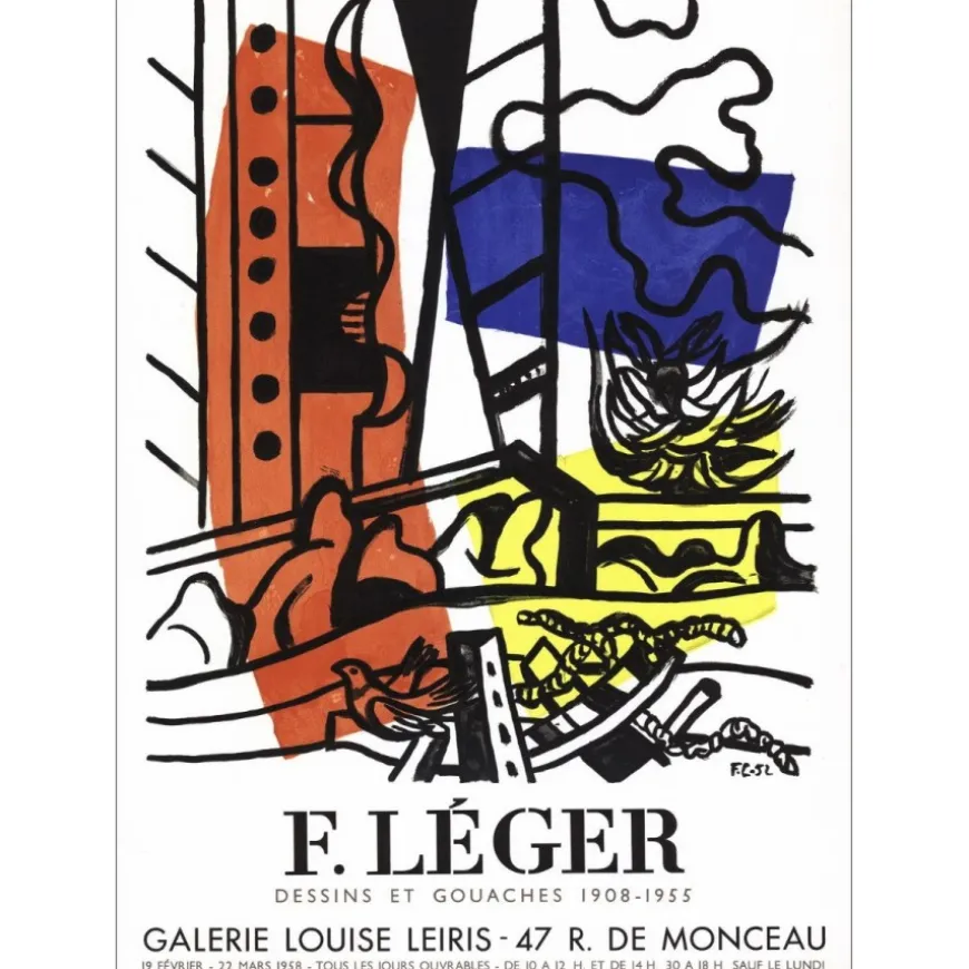 LÉGER Fernand - Lithographie "Exposition Galerie Louise Leiris, Paris" 67x48cm - 1958