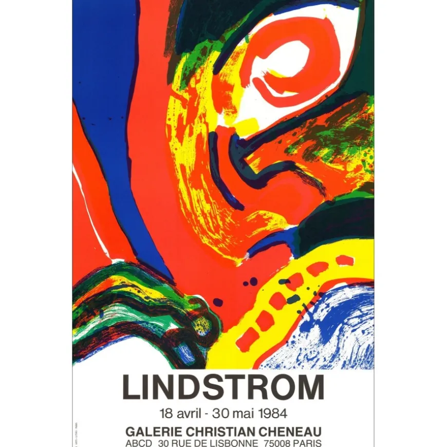LINDSTROM Bengt - Affiche "Exposition, Galerie Christian Cheneau" 78x50cm - 1984