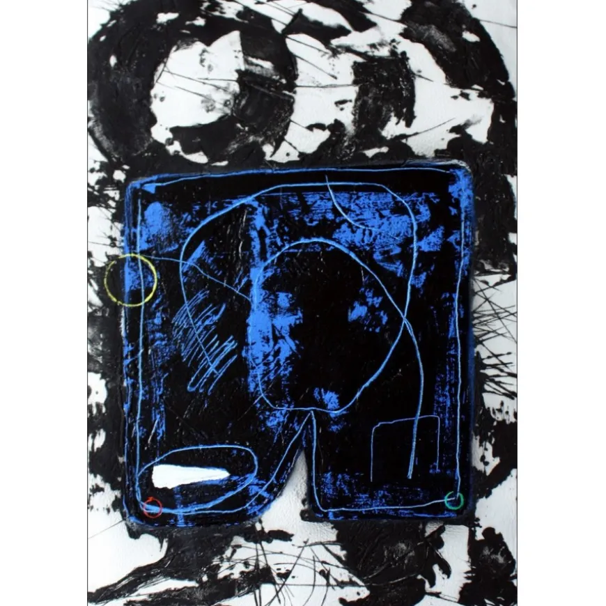 LIONEL - Gravure originale au Carborundum "Le Grand Bleu" 111x76cm