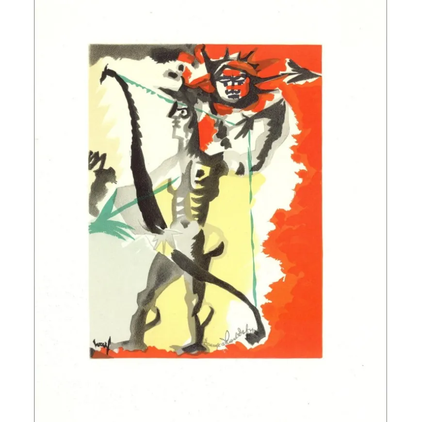 LURÇAT Jean - Lithographie "Composition" 30x23cm - 1965