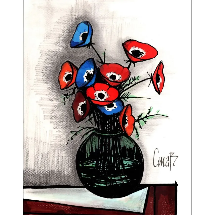 MABILLON Christophe - Dessin original "Hommage à B.BUFFET, Petit Bouquet 01" 40x30cm - 2015