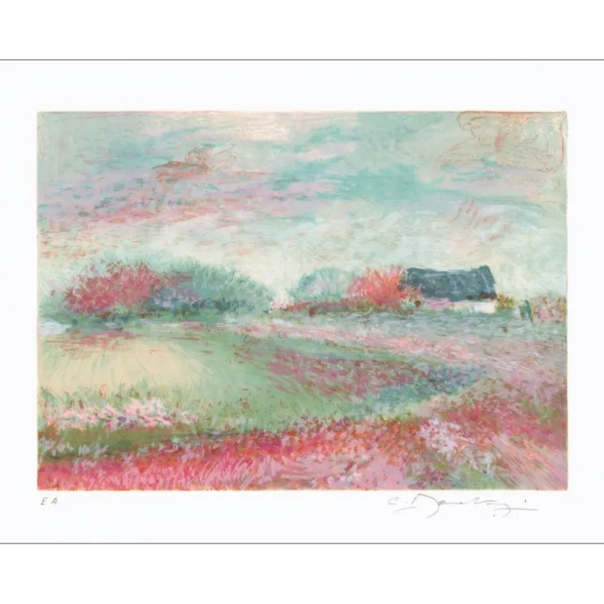 MANOUKIAN Claude - Lithographie originale "Maison à la campagne" 50x65cm