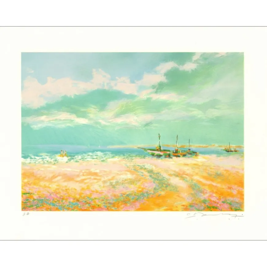MANOUKIAN Claude - Lithographie originale "Regard sur la mer" 50x65cm