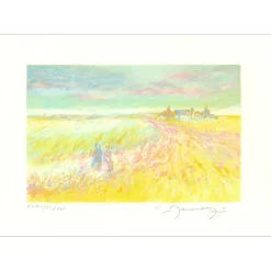 MANOUKIAN Claude - Lithographie originale "Promenade dans les champs" 37x53cm