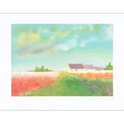 MANOUKIAN Claude - Lithographie originale "Le hameau" 50x65cm
