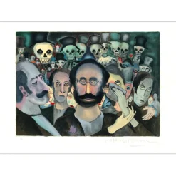MARCEAU Marcel - Lithographie originale "La foule triste" 54x75cm - 1981
