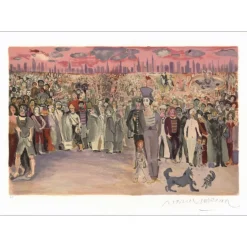 MARCEAU Marcel - Lithographie originale "Bip et la foule" 54x75cm - 1981