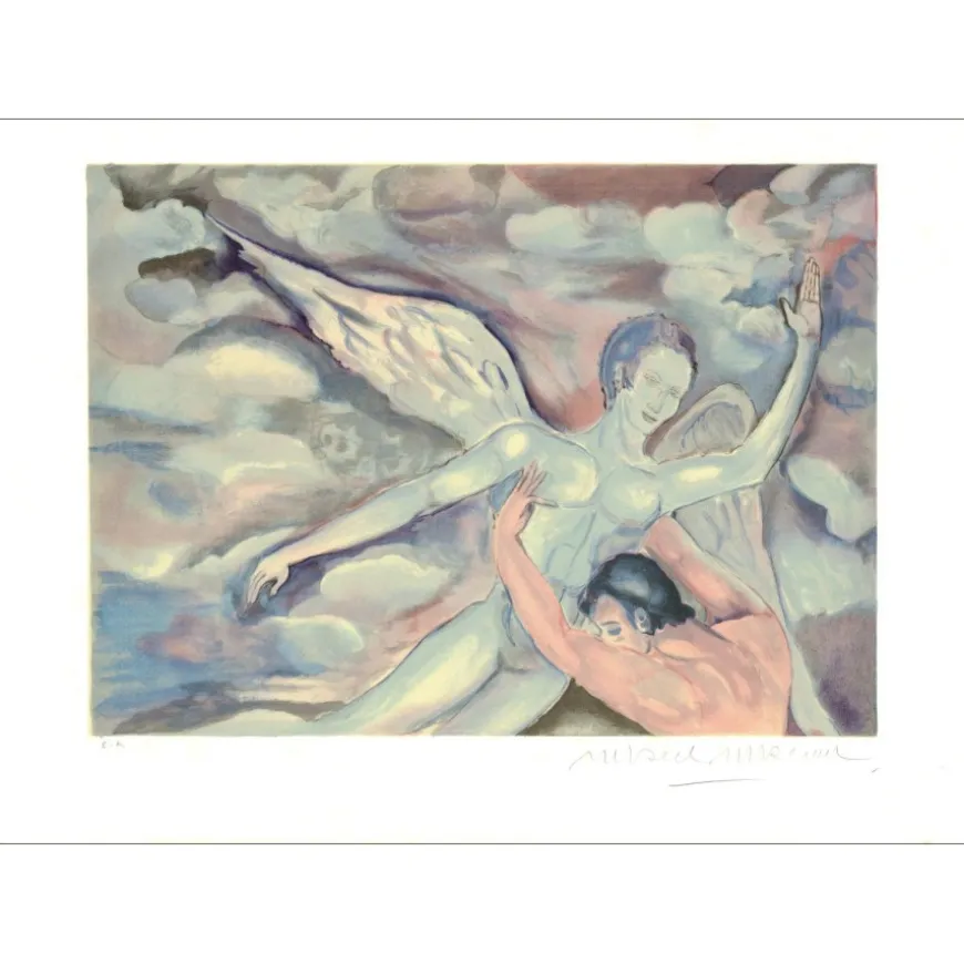 MARCEAU Marcel - Lithographie originale "Combat de l'Ange" 54x75cm - 1981