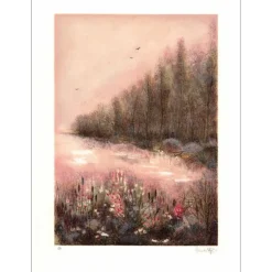 MAS Olivier - Lithographie originale "Les roseaux" 65x50cm