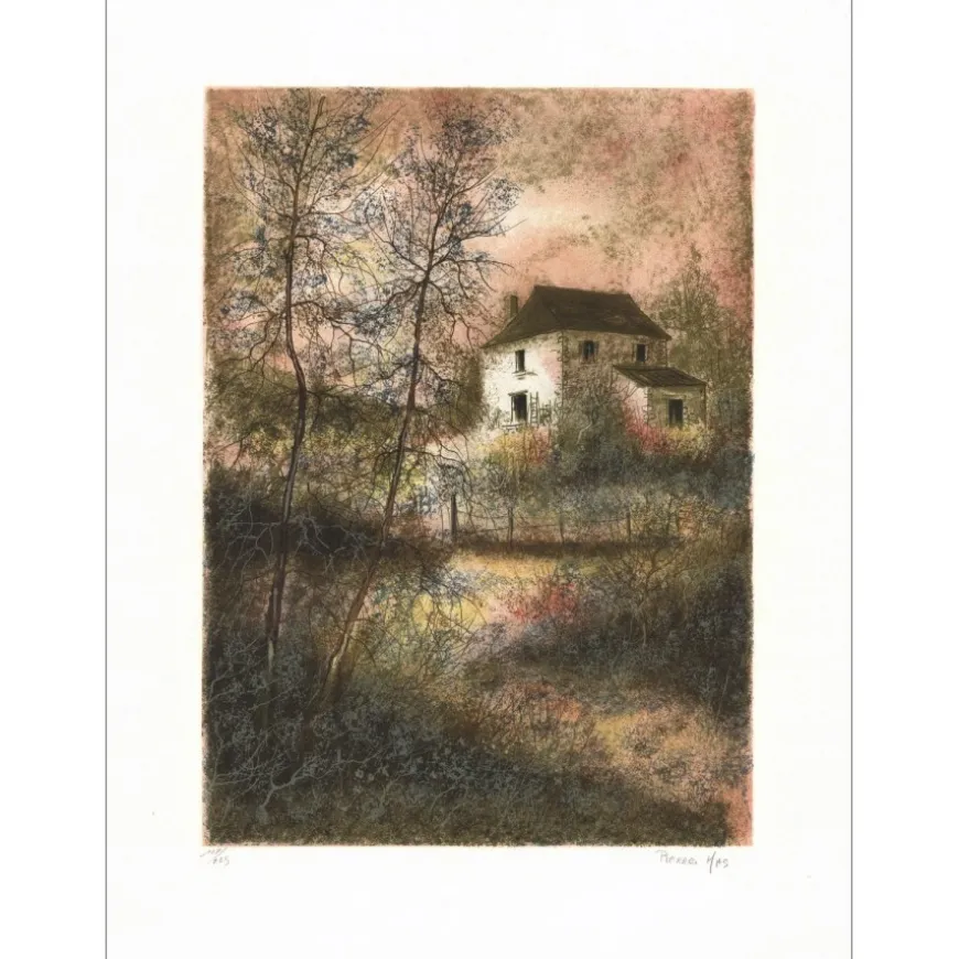 MAS Pierre - Lithographie originale "Maison de campagne II" 75x54cm
