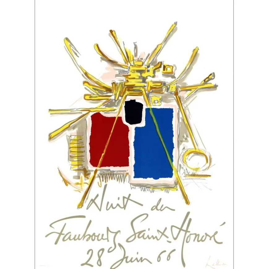 MATHIEU Georges - Lithographie "Nuit du Faubourg Saint Honoré, Paris" 70x50cm - 1966