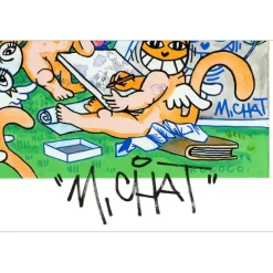 M.CHAT (Thoma Vuille) - Lithographie "M.Chat et ses maîtres" 25x25cm - 2021