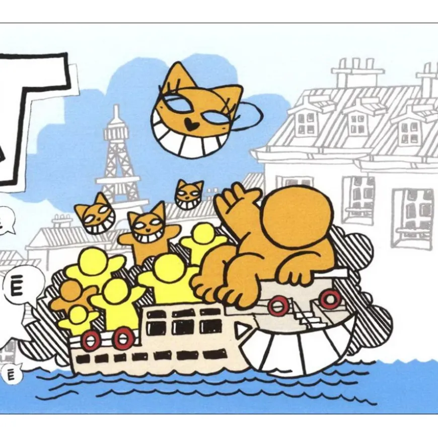 M.CHAT (Thoma Vuille) - Lithographie "Boat Chat" 10x20cm - 2019