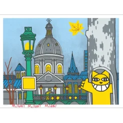M.CHAT (Thoma Vuille) - Sérigraphie "Paris, Quai du Louvre" 56x76cm - 2022